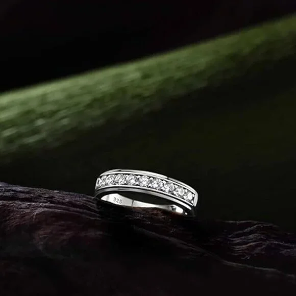 1ct D Color 4K White Gold Plated 925 Sterling Silver Moissanite Wedding Rings
